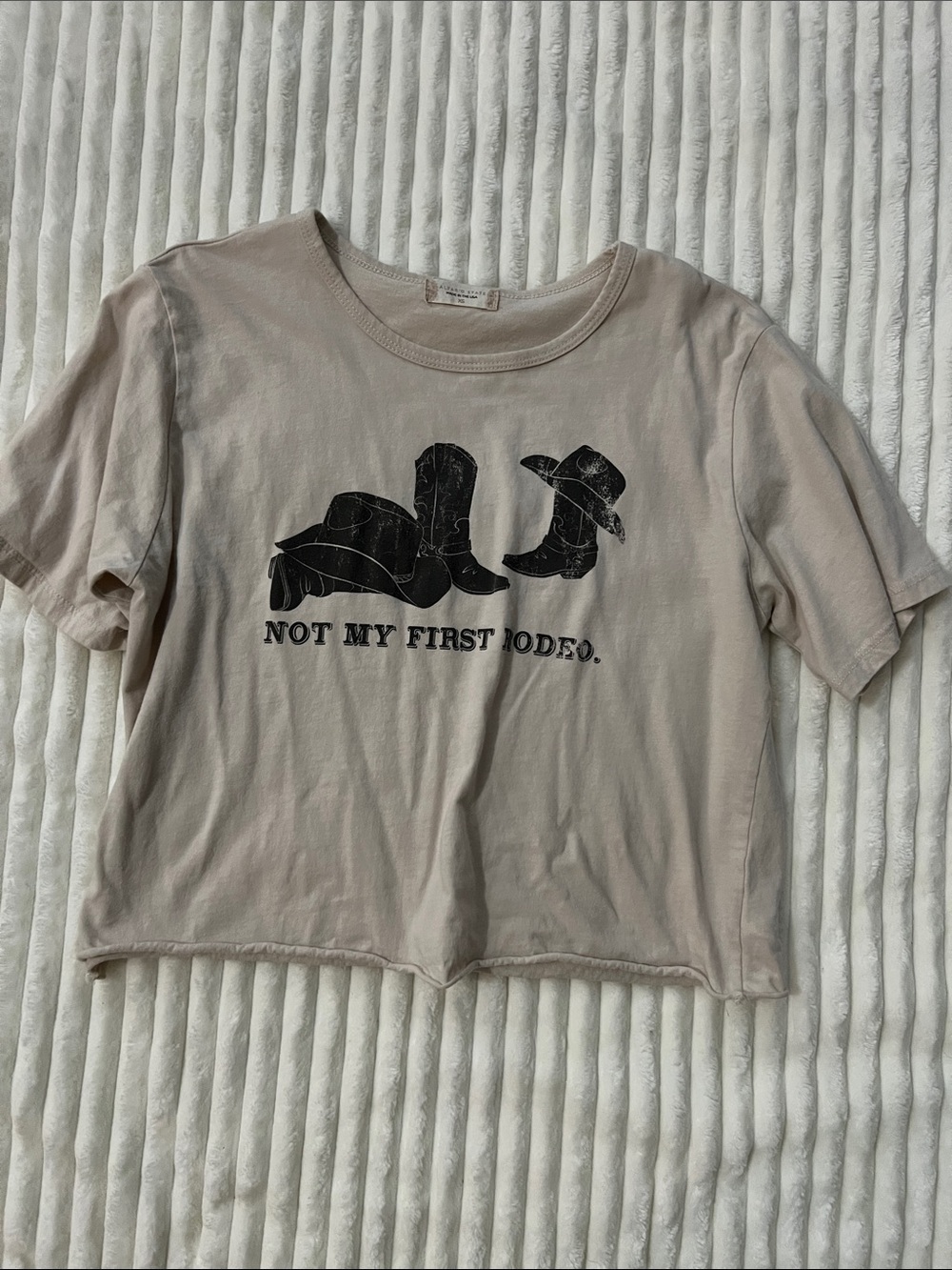 Altar'd State Beige Crop Tee with Black Western Graphic